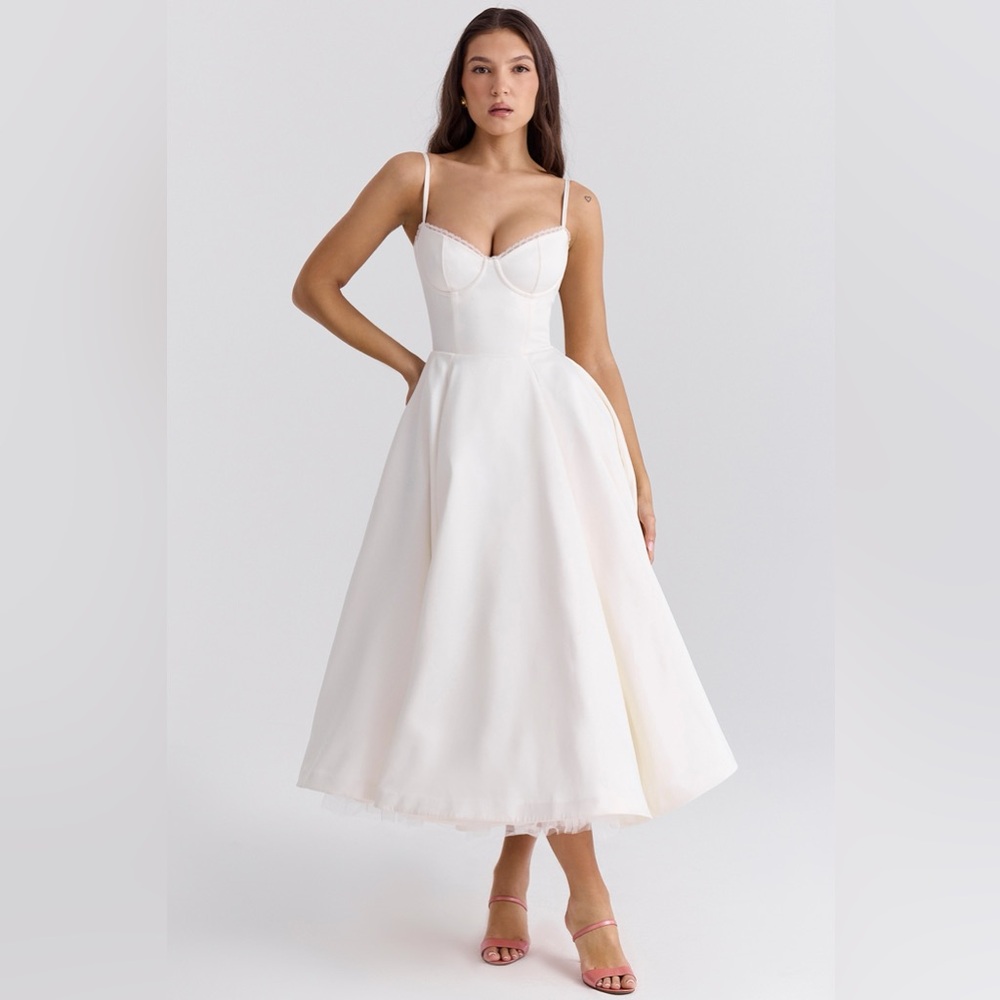House of CB Mademoiselle White Tulle Midi Dress